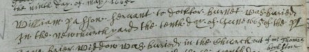 Entry for 10th June 1665 from the burial register of St Gabriel Fenchurch Street