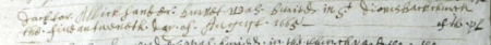 Entry from the burial register for the parish of St Gabriel Fenchurch Street for 25th August 1665